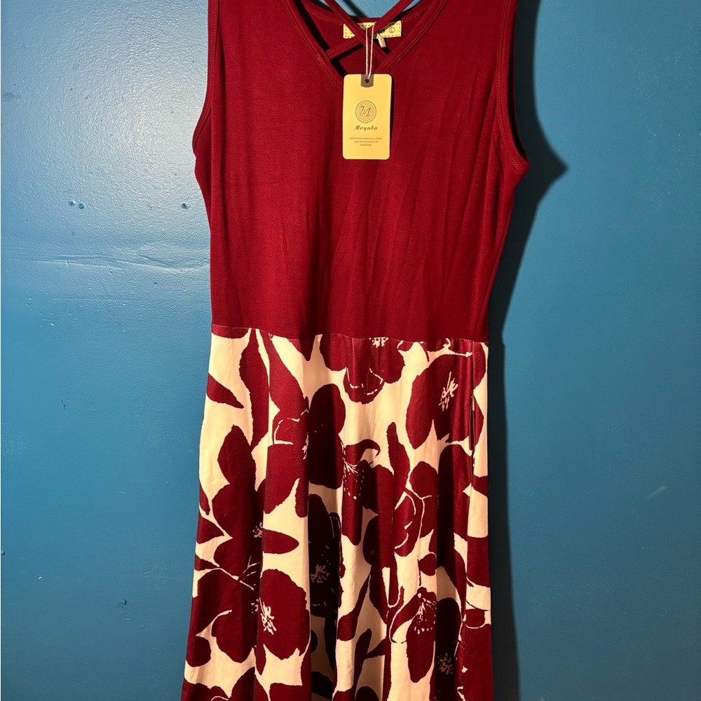 Red and White Floral Dress
